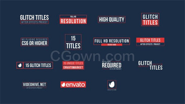 15组信号损坏文字标题动画字幕效果-PR预设与AE模板下载