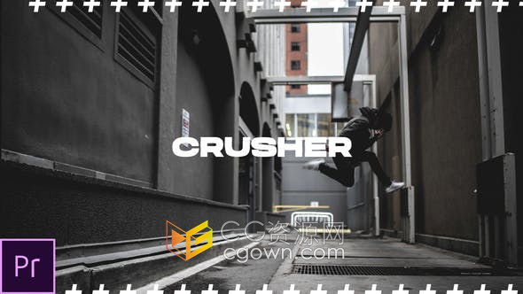 破碎纸元素故障短片视频片头Crusher Dynamic Opener-PR模板