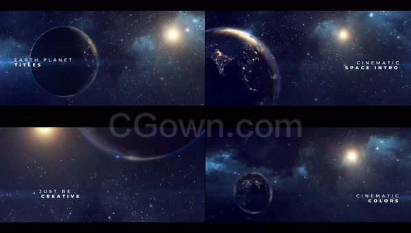 PR制作耀斑星系地球星云太阳系行星太空科幻标题宣传片视频-PR工程模板下载