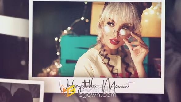 手写艺术文本签名拍立得照片温柔效果展示电子相册-PR模板