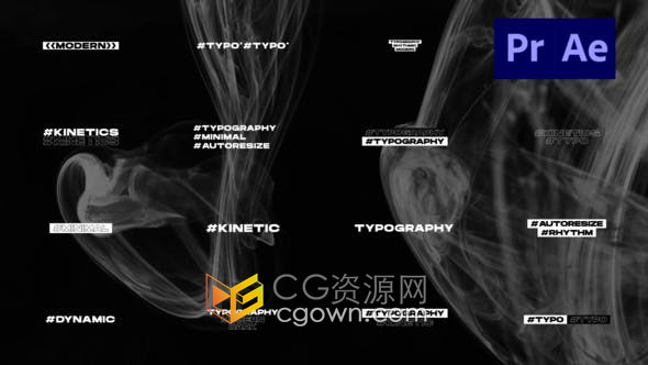 AE与PR模板-Clean Typography 16种视频字幕文字标题动画