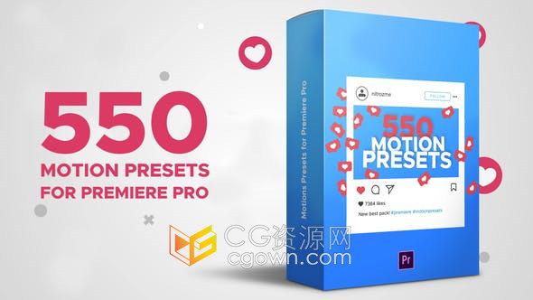 Premiere Pro 550多种动画预设淡入淡出缩放位移相机抖动旋转-PR模板