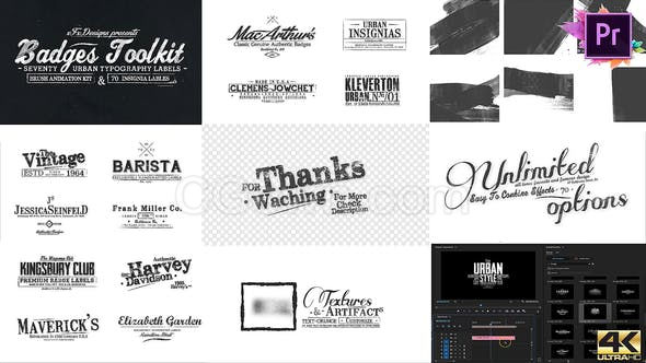 PR制作70种水墨笔刷特效设计文字标题动画字幕效果-PR预设模板下载