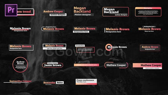 23组商务优雅简约现代时尚标题动画字幕条文字效果-PR预设模板下载