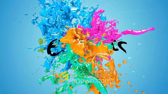 Premiere Pro制作液体彩色油漆飞溅动画介绍LOGO视频片头-PR模板
