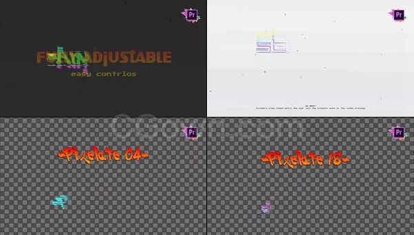 8比特像素字幕旧年代像素游戏文字标题动画效果-PR预设AE模板下载
