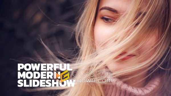 PR模板-滑动过渡漏光效果展示简约照片幻灯片相册