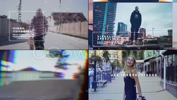 经典流行失真特效时尚视频图文坏信号切割城市宣传片PR工程-PR模板下载