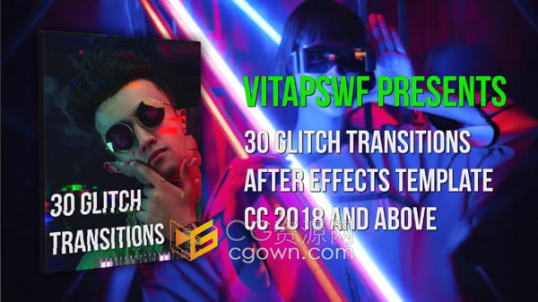 PR转场模板30个独特风格化过渡毛刺VHS噪音位移故障效果