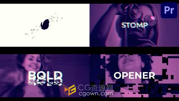 PR模板-体育赛事亮点介绍Stomp快节奏广告活力演示故障视频片头