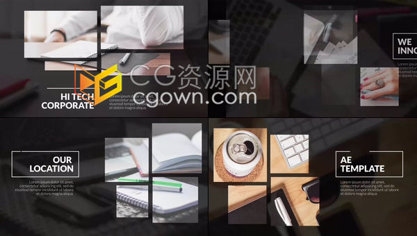 整齐文字拼贴动画酷炫过渡效果展示公司会议服务产品发布视频开场-PR模板下载