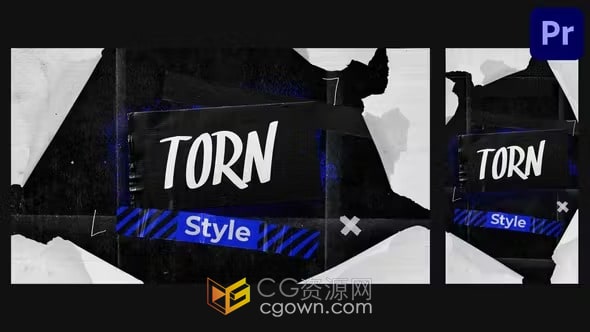 PR模板-活力彩色文本风格混乱的美感纸张撕裂效果开场白