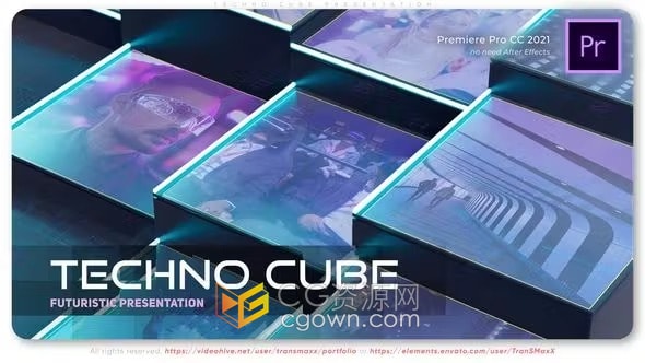 立方体风格制作科学演示数字工业游戏技术企业全息视频-PR模板