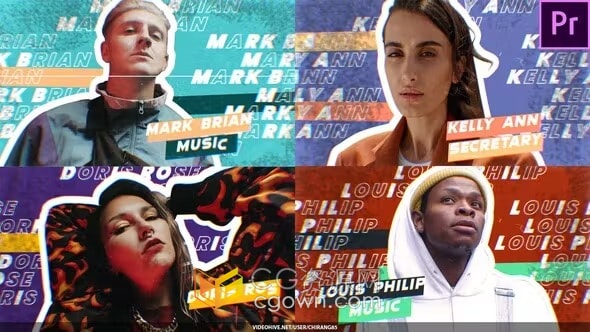 时尚多彩动态开场冻结帧效果视频片头-PR模板