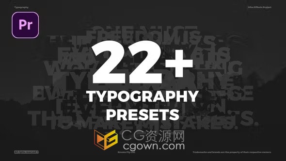 22+简单标题版式预设社交媒体公司视频字幕文本动画-PR模板