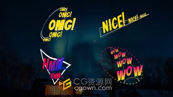 20个漫画文本动画彩色卡通气泡标题-AE与PR模板