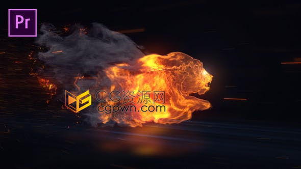 PR模板-快速火爆奔跑火狮烟雾粒子火焰特效演绎LOGO片头