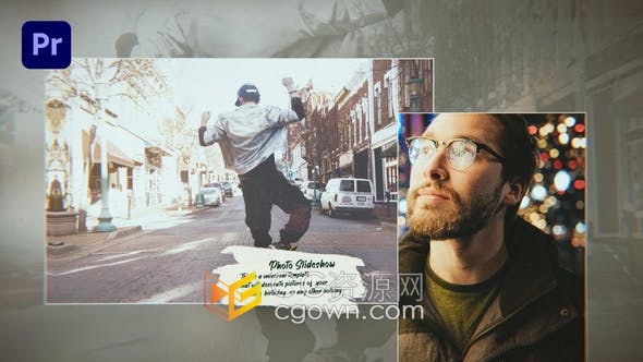 Premiere 2021软件制作回忆幻灯片照片展示动画笔刷效果相册视频