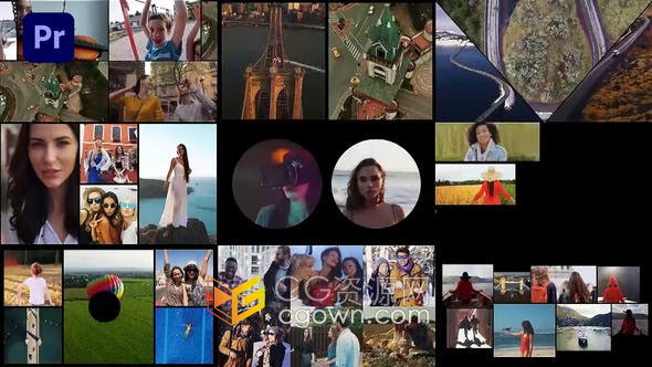 PR模板-50组场景动画多屏相框画面分割照片视频墙制作