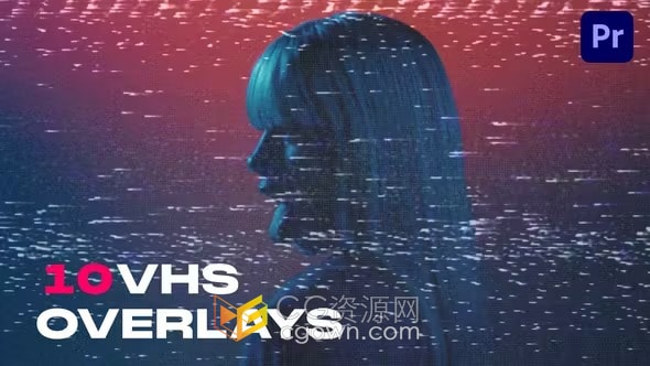 10个VHS旧磁带复古效果元素叠加-PR模板