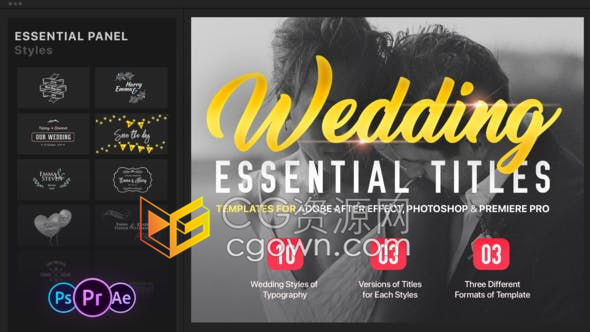 PR预设-AE模板下载30个漂亮的童话婚礼主题10种风格不同的文本标题组合包装