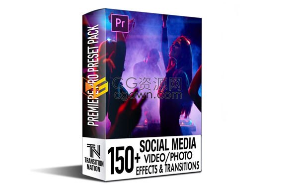 150+社交媒体特效转场包缩放变焦拉伸故障翘曲PR模板下载