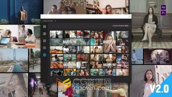 AE脚本v2.0/PR模板-创建多屏分割分隔线照片分屏视频墙工具Multi Screen Split Divider