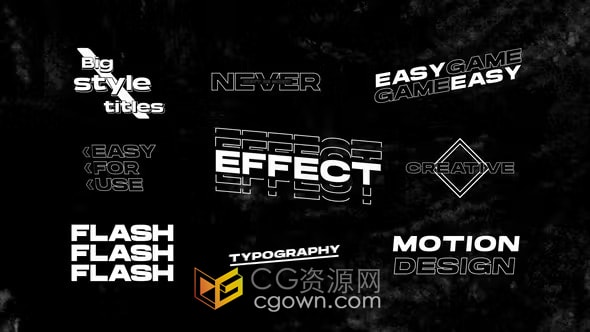 黑白动画版式标题快速粗体文本介绍-PR模板