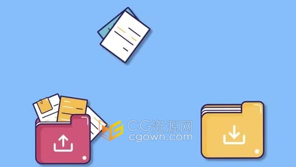 从一个文件到另一个数据传输动画文档下载演示视频素材