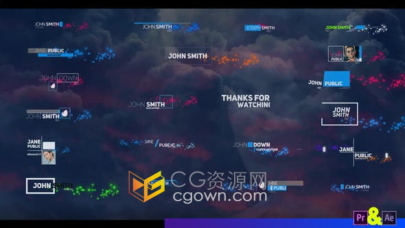 AE与PR模板-创意粒子动画视频字幕条20组文字标题设计