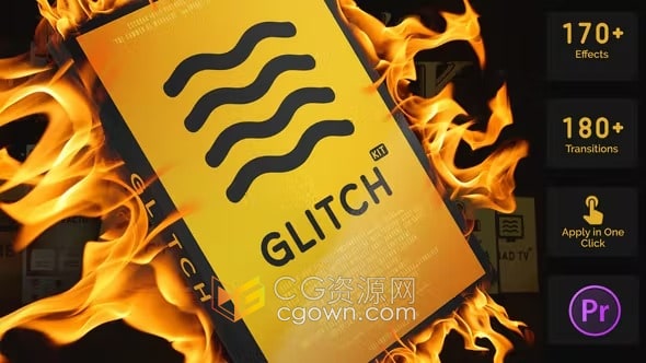 Glitch多彩毛刺故障过渡效果PR模板专业Luts套件高品质声音素材包