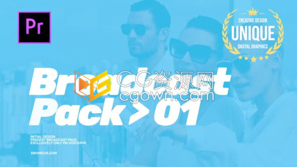 PR预设-时尚现代广播电视素材包频道节目包装片头文本动画