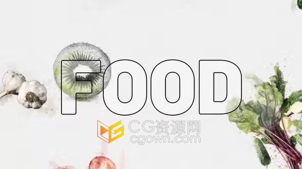 PR片头模板-新鲜水果蔬菜插图创意展示素食新鲜食品标志动画