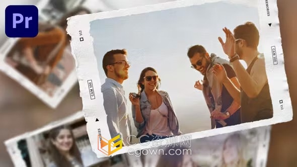 优雅照片相册展示动画幻灯片视频-PR模板下载