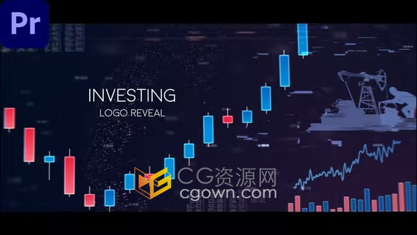 PR片头模板-投资金融股市交易股票K线图烛台图动画标志