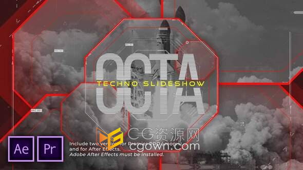 AE与PR模板-八角形遮罩幻灯片科学发展生态系统宣传片视频