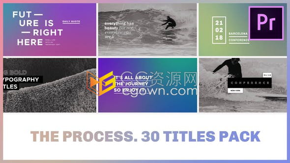30组创意视频介绍摘要标题商务排版宣传文字动画带使用视频-PR模板下载