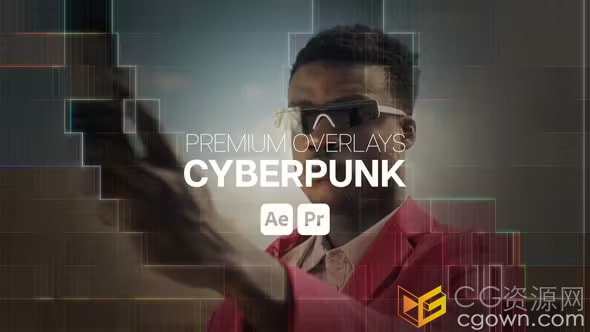 高级叠加失真赛博朋克效果元素-AE与PR模板