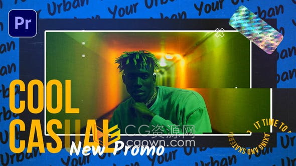 AE与PR模板-多彩大标题创意动画赛博朋克现代宣传视频片头