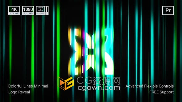 PR模板-七彩线条图形动画标志视频片头Colorful Lines Logo