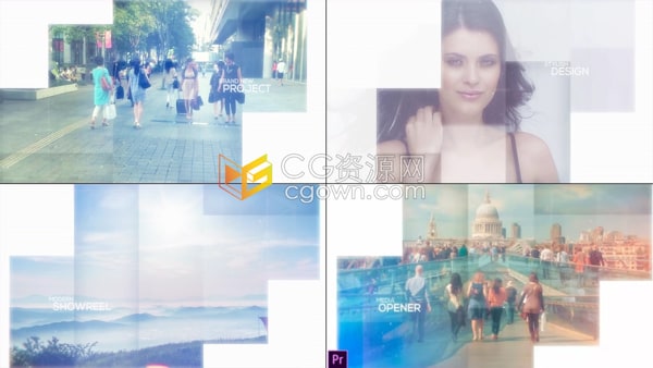 PR模板-创意方块拼接透明遮罩效果多用途适合各种主题宣传视频展示