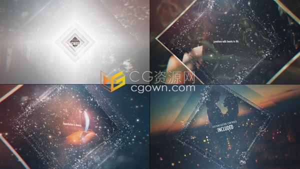 AE/PR视频模板-豪华粒子视差幻灯片电影开场活动宣传特效视频