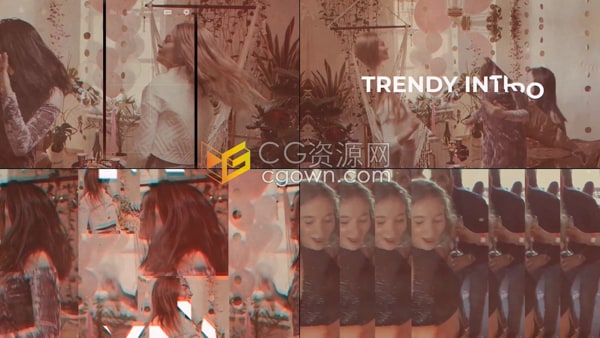 PR视频模板-创意故障文本动画VHS复古风格节目片头活动预告片