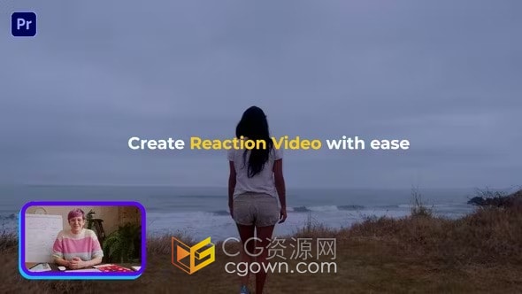 制作反应视频效果现代社交媒体视频画中画形式-PR模板