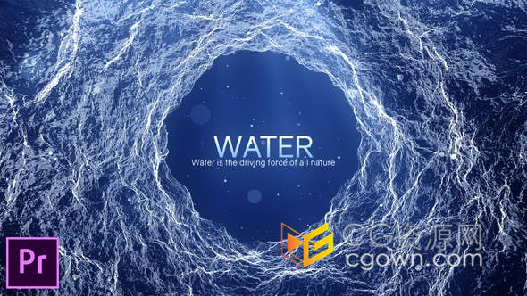 大气抽象波浪粒子浩瀚水流背景波光粼粼效果环保标题宣传片-PR预设