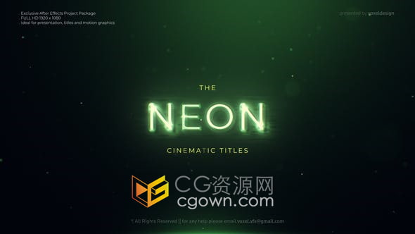 PR模板-霓虹灯发光文字动画电影宣传标题片头视频