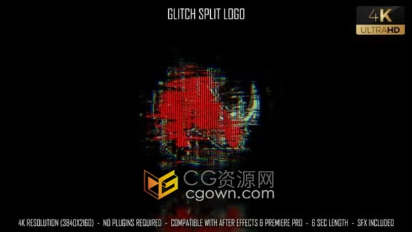 AE与PR模板-赛博朋克风快速故障拆分特效标志LOGO动画