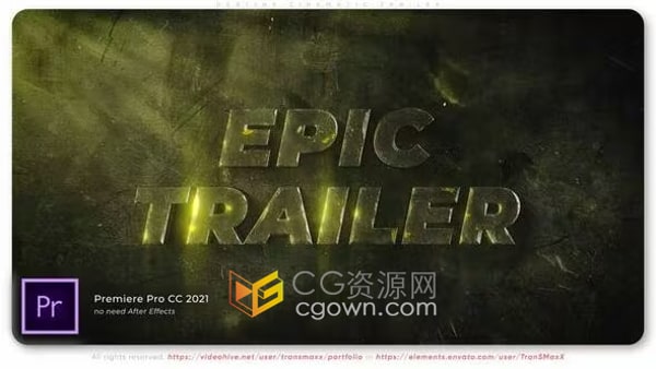 PR模板-金属石和史诗风格战争动作冒险电影视频预告片