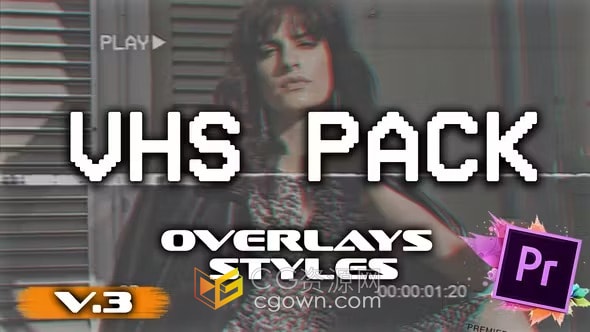 VHS Pack PR模板VHS损坏失真效果叠加