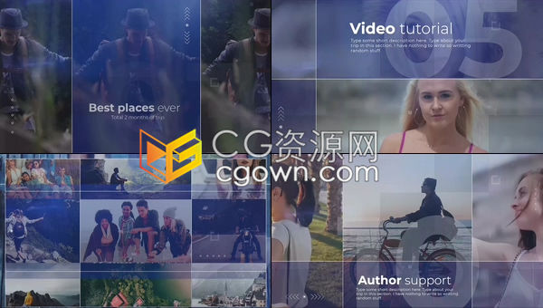 PR模板-极简风格线条分割色彩缤纷效果快乐假期动感夏日旅行视频相册